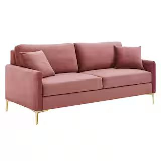 MODWAY Juliana 75 in. Dusty Rose Tufted Performance Velvet 3-Seats Sofa with Dense Foam Padding E... | The Home Depot