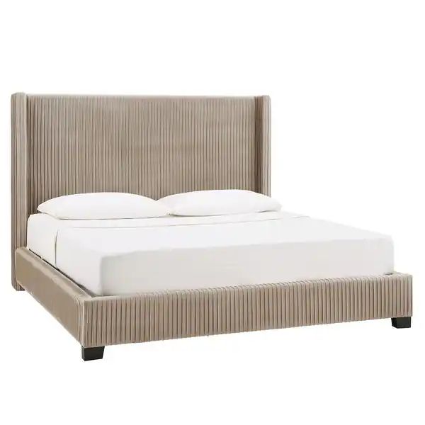 Jules Pleated Velvet Wingback Bed by iNSPIRE Q Modern - Light Dove Grey - King | Bed Bath & Beyond