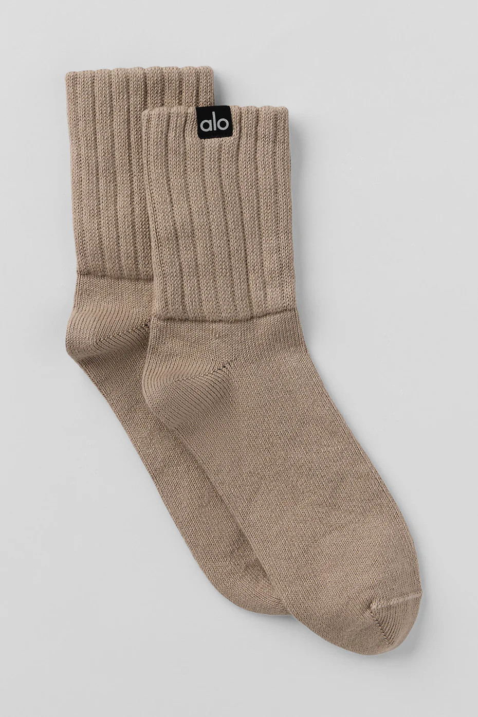 ALO | Half-Crew Scrunch Socks in Gravel Beige, Size: Medium | Alo Yoga (US)