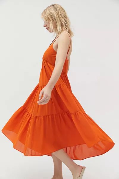 UO Agatha Tiered Midi Dress | Urban Outfitters (US and RoW)