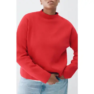 MANGO Mock Neck Sweater in Ecru at Nordstrom, Size Large | Nordstrom