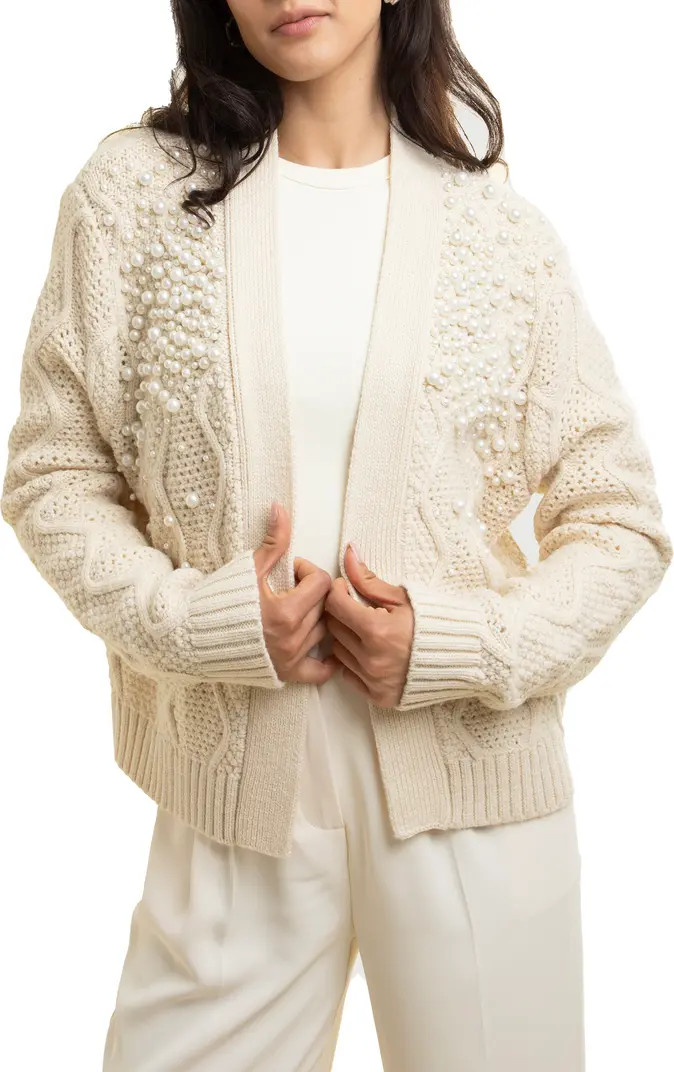 SAACHI Faux Pearl Open Knit Cardigan | Nordstromrack | Nordstrom Rack