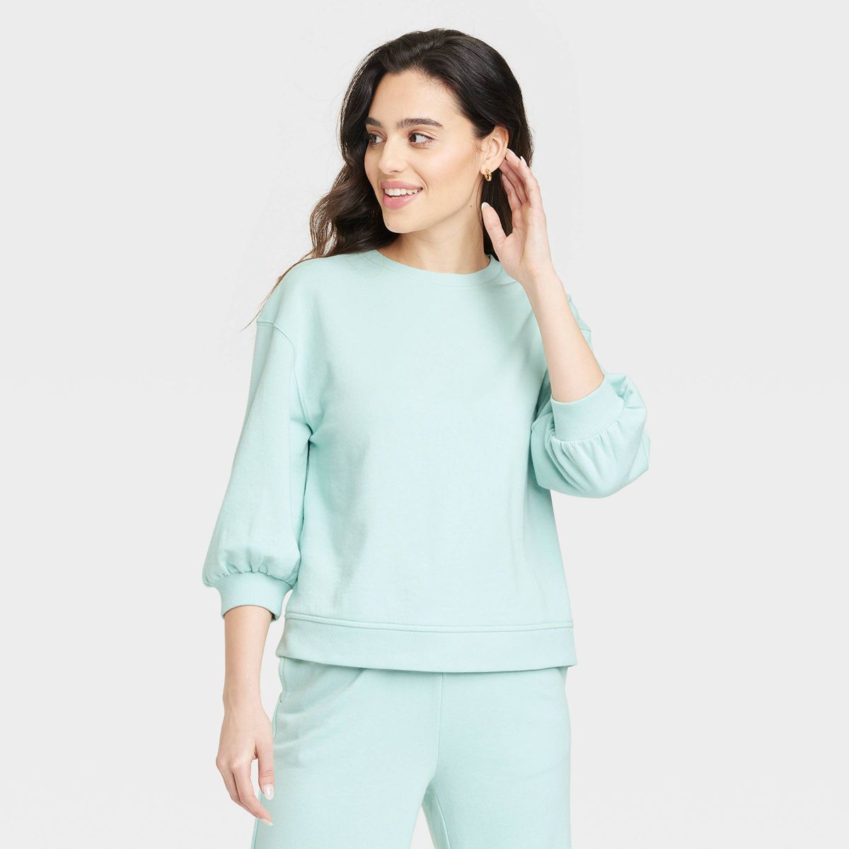 Women's French Terry Sweatshirt - A New Day™ Light Green S | Target