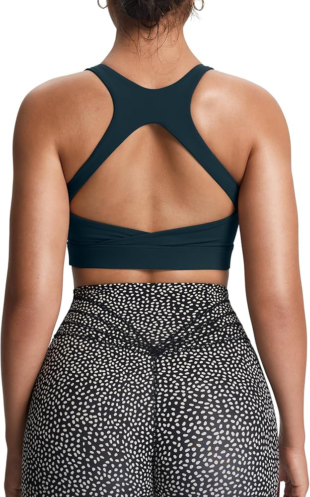 Aoxjox Women's Workout Sports Bras High Impact Fitness Training Gym Khloe Bra Yoga Crop Tank | Amazon (US)