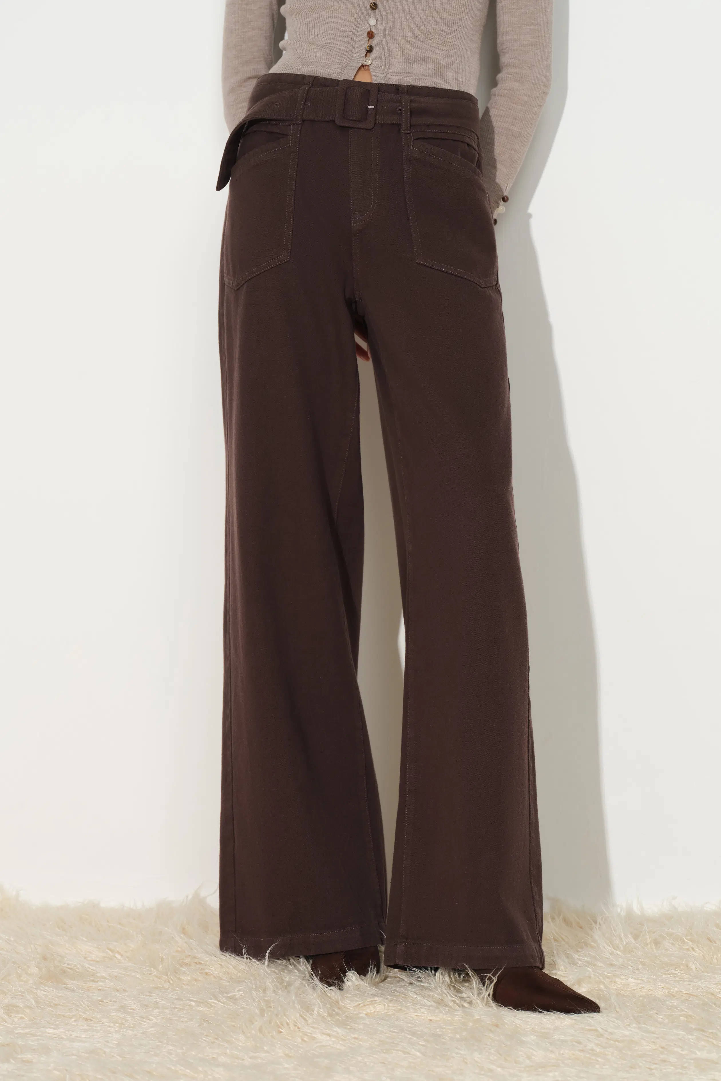 Morgan Belted Utility Jeans in Cotton Denim | Fabrique