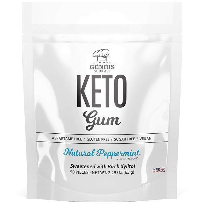 Genius Gourmet Keto Chewing Gum - Sweetened with Birch Xylitol, Aspartame Free, Gluten Free, Suga... | Amazon (US)