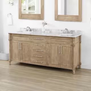 Home Decorators Collection Aberdeen 72 in. x 22 in. D x 34.5 in. H Bath Vanity in Antique Oak wit... | The Home Depot