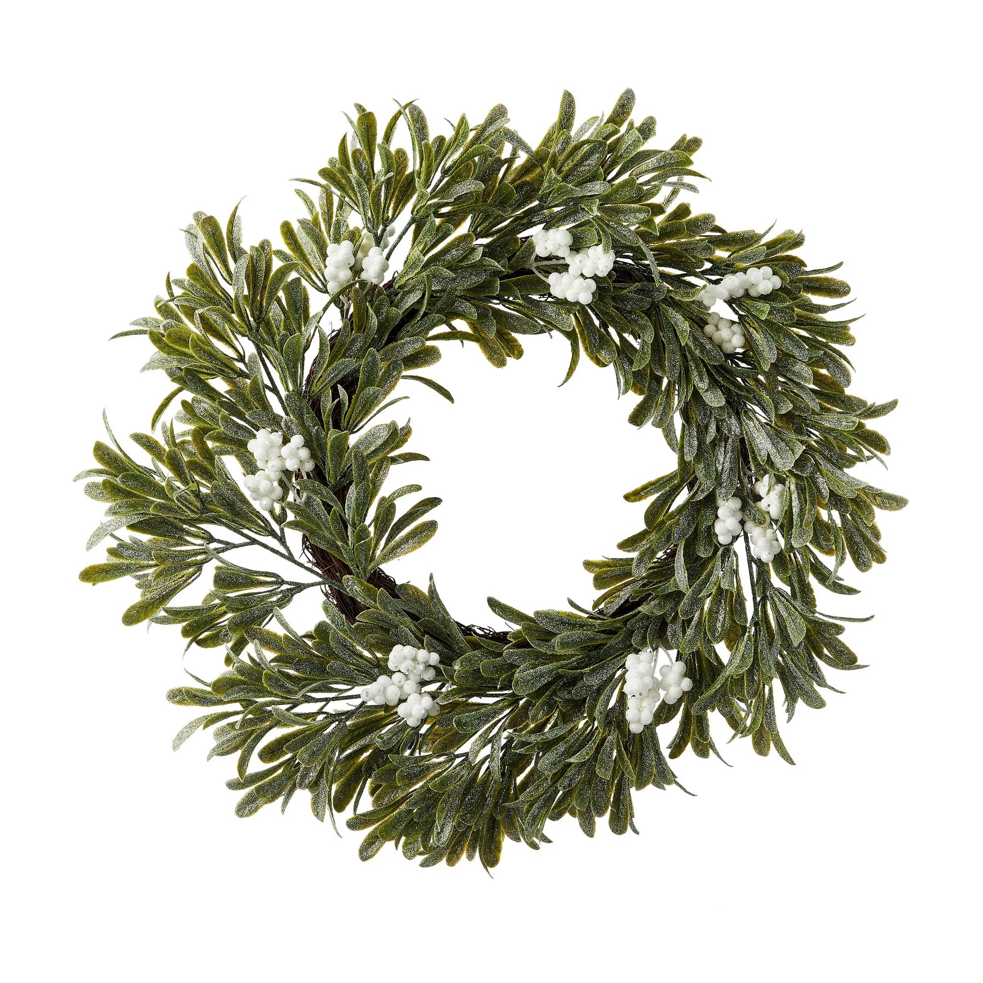 White Berry Greenery Un-Lit Christmas Wreath, 24 in height 24 in length, by Holiday Time | Walmart (US)