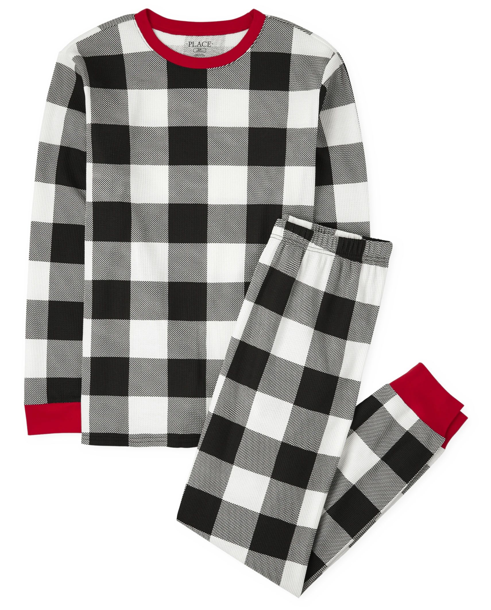 Unisex Adult Matching Family Thermal Buffalo Plaid Cotton Pajamas - black | The Children's Place