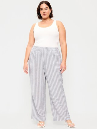 High-Waisted Linen-Blend Super Wide-Leg Pants | Old Navy (US)