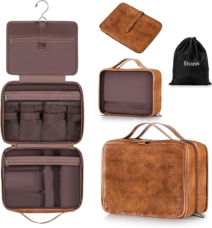 Elviros Hanging Travel Toiletry Bag for Men, 3 In 1 Large Makeup Bag Organizer for Women, Water-r... | Amazon (US)