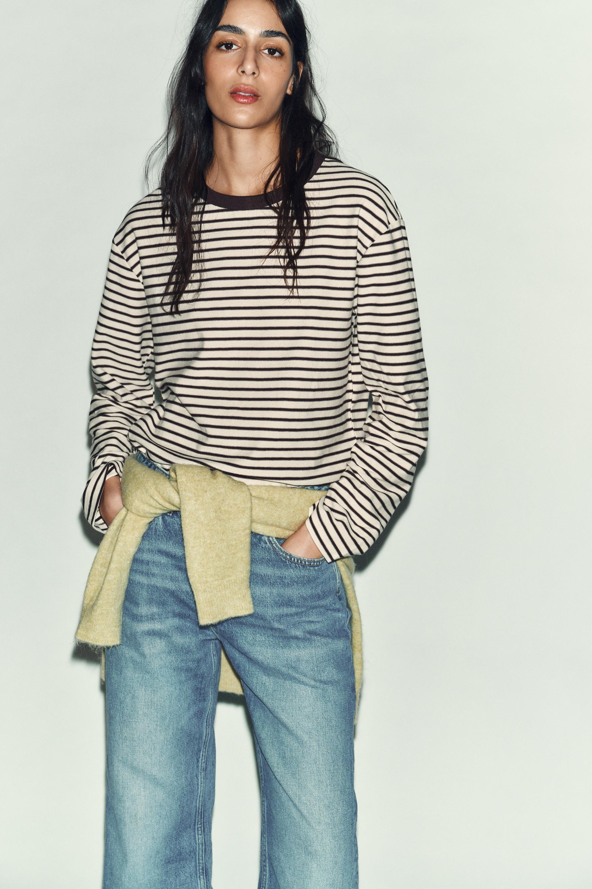 STRIPED LONG SLEEVE T-SHIRT | Zara UK