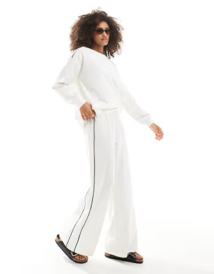 Cotton On ribbed wide leg pull on trouser in boho white | ASOS (Global)