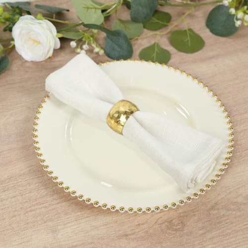 Efavormart 10-Pack Plastic Round Dinner Plates 10" Ivory with Gold Beaded Rim - Disposable Party Plates for Stylish Gatherings & Celebrations | Amazon (US)