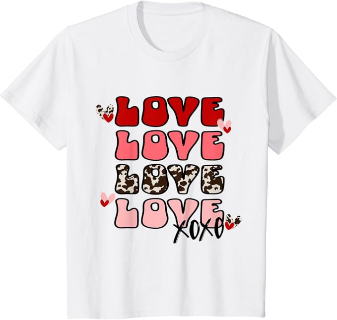Love_XOXO Hearts Valentines Day Gifts for Him Her Kids T-Shirt | Amazon (US)