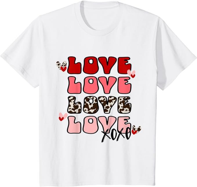 Love_XOXO Hearts Valentines Day Gifts for Him Her Kids T-Shirt | Amazon (US)