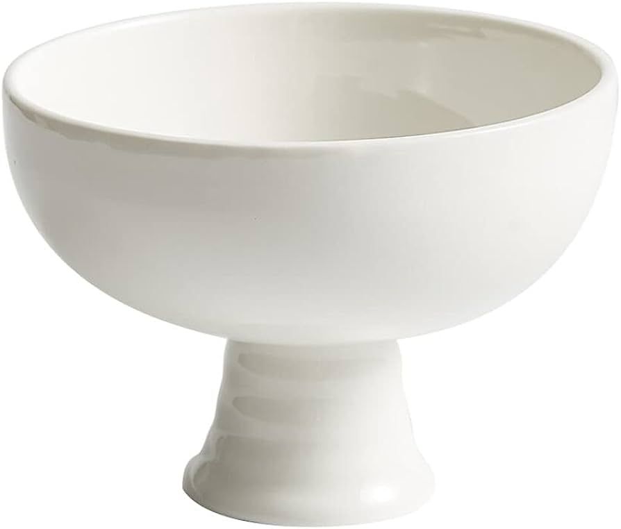 YARDWE Ceramic Footed Bowl Round Bowl Fruit Bowl Holder Dessert Display Stand Decorative Bowl for... | Amazon (US)