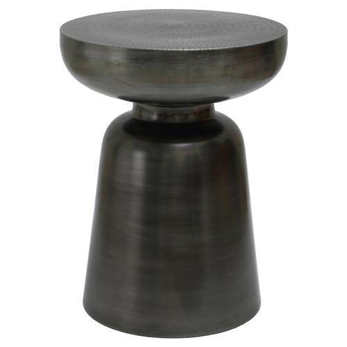 Mathias Industrial Loft Black Iron Pedestal Round Side Table | Kathy Kuo Home