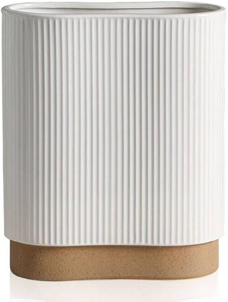 Ceramic White Vase for Home Decor, Glaze Finish Boho Vase,Pottery Decorative Flower Vase for Cent... | Amazon (US)