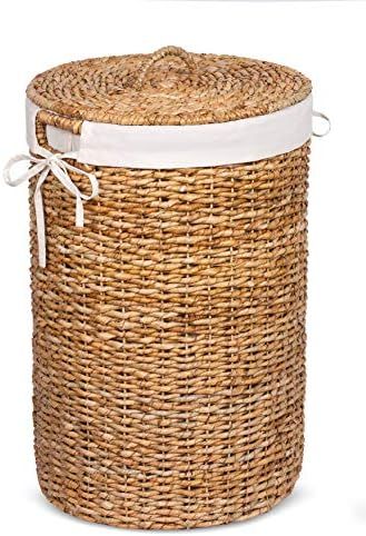 BirdRock Home Seagrass Laundry Hamper with Liner - Round Clothes Bin with Lid - Organize Laundry ... | Amazon (US)