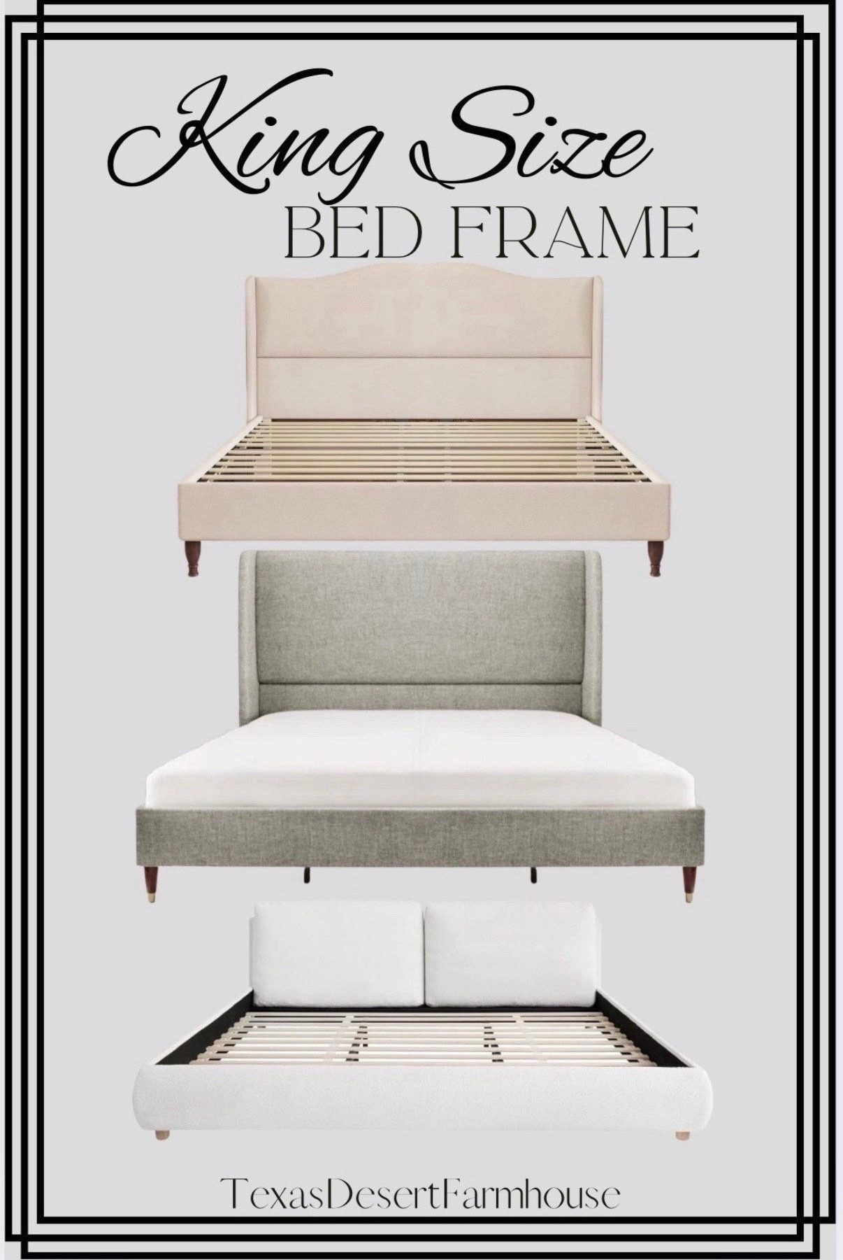 King Size Upholstered Bed Frames for Under $500

#kingbed #fullbed #queenbed #bedframe #guestbed #bedroomfurniture #affordablebedframe #budgetfurniture #headboard #footboard #upholsteredbedframe

King Size Bed Frame Upholstered Platform Bed with 51" Tall Headboard Wingback, Soft Fabric, Retro Simple Style Platform Bed No Box Spring Needed, Easy Assembly, Beige

Merax King Size Boucle Fabric Upholstered Platform Bed with Two Removable Pillow Headboard, Wood Bed Frame with Solid Round Legs for Kids Teens Adults, White


#LTKFamily #LTKStyleTip 

#LTKValentine #LTKSaleAlert #LTKHome