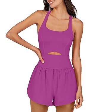 ANRABESS Womens Athletic Workout Romper Summer Running Onesie Exercise Jumpsuits One Piece Outfit... | Amazon (US)