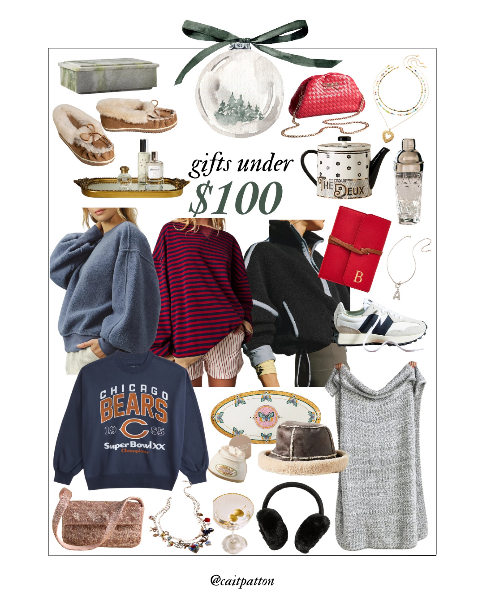 Holiday gifts under $100! Some of my favorite items all under $100! I use / wear these all the time! NFL crewneck, graphic friends, striped crewneck, pullover sweatshirt, fleece pullover, fleece jacket, cozy blanket, throw blanket, new balance sneakers, earmuffs, fur earmuffs, beaded bag, beaded purse, charm necklace, bucket hat, Sherpa bucket hat, leather journal, vanity tray, Sherpa slippers, cute slippers, marble jewelry box, clutch purse, teapot, cocktail shaker, initials necklace, layered lace, tray, serving tray, lotion

#LTKGiftGuide #LTKFindsUnder100 #LTKHoliday