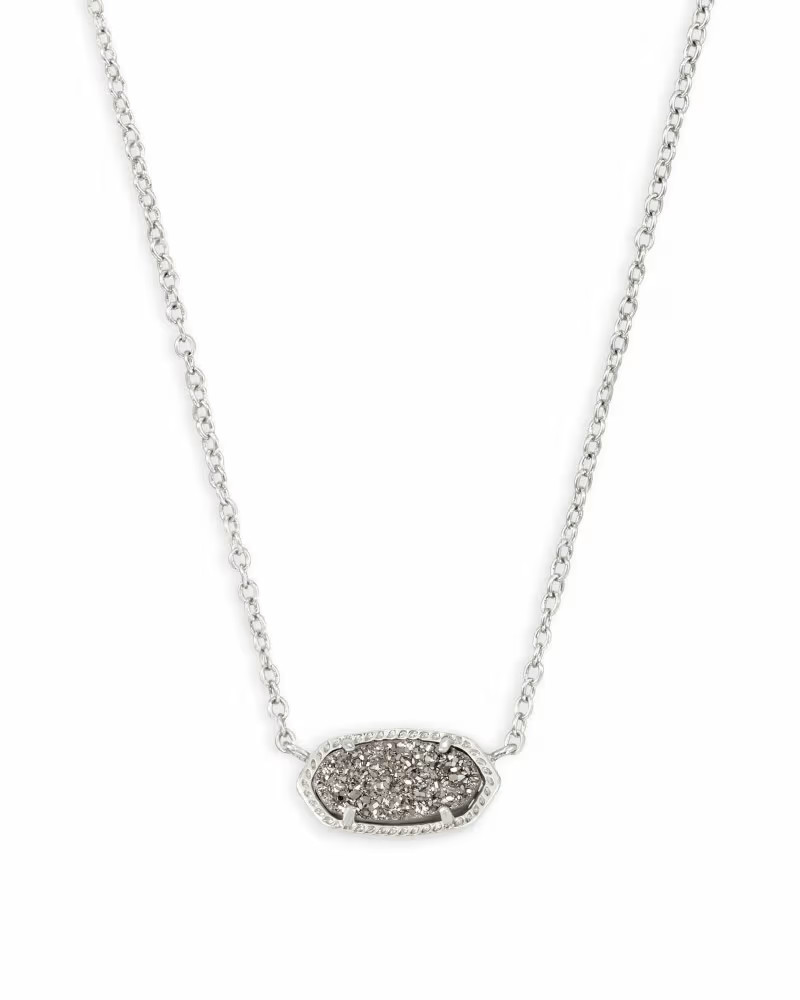Elisa Silver Pendant Necklace in Platinum Drusy | Kendra Scott