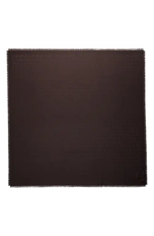 Saint Laurent Grand Allover Logo Silk & Wool Scarf in Expresso at Nordstrom | Nordstrom