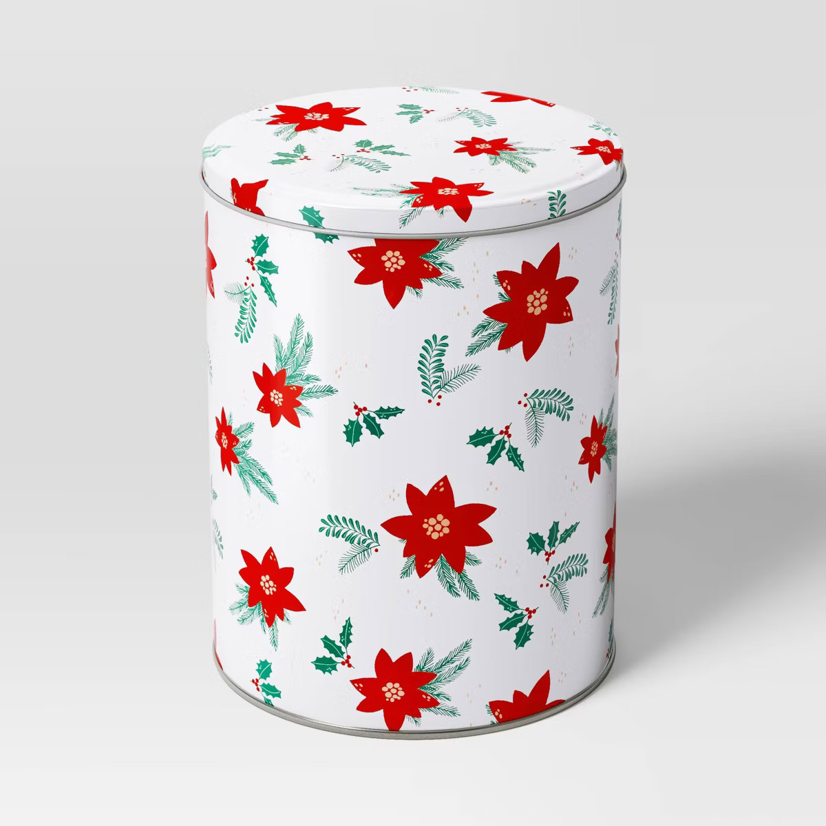 6.75"x6.75" Christmas Tall Tin Poinsettia Gift Box - Wondershop™ | Target