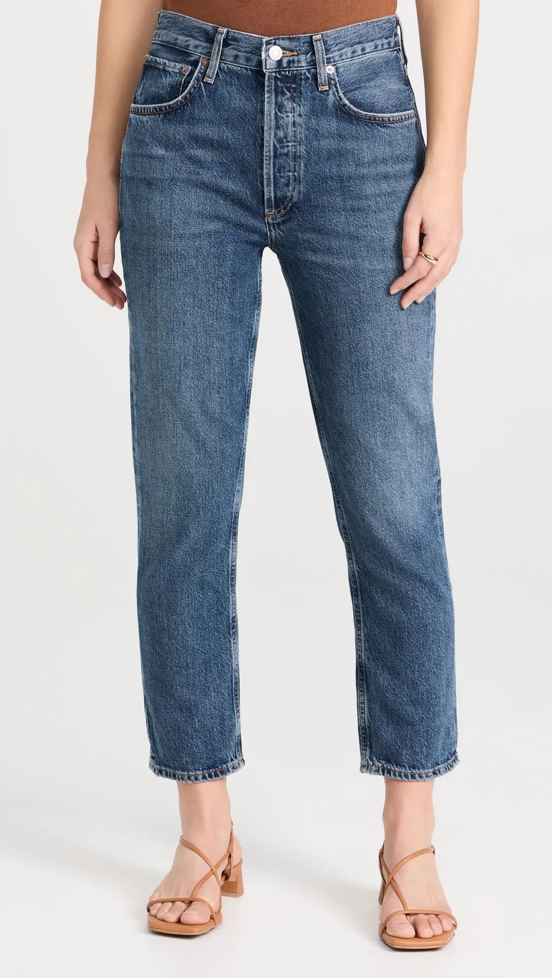 AGOLDE Riley Crop: High Rise Straight Jeans | Shopbop | Shopbop