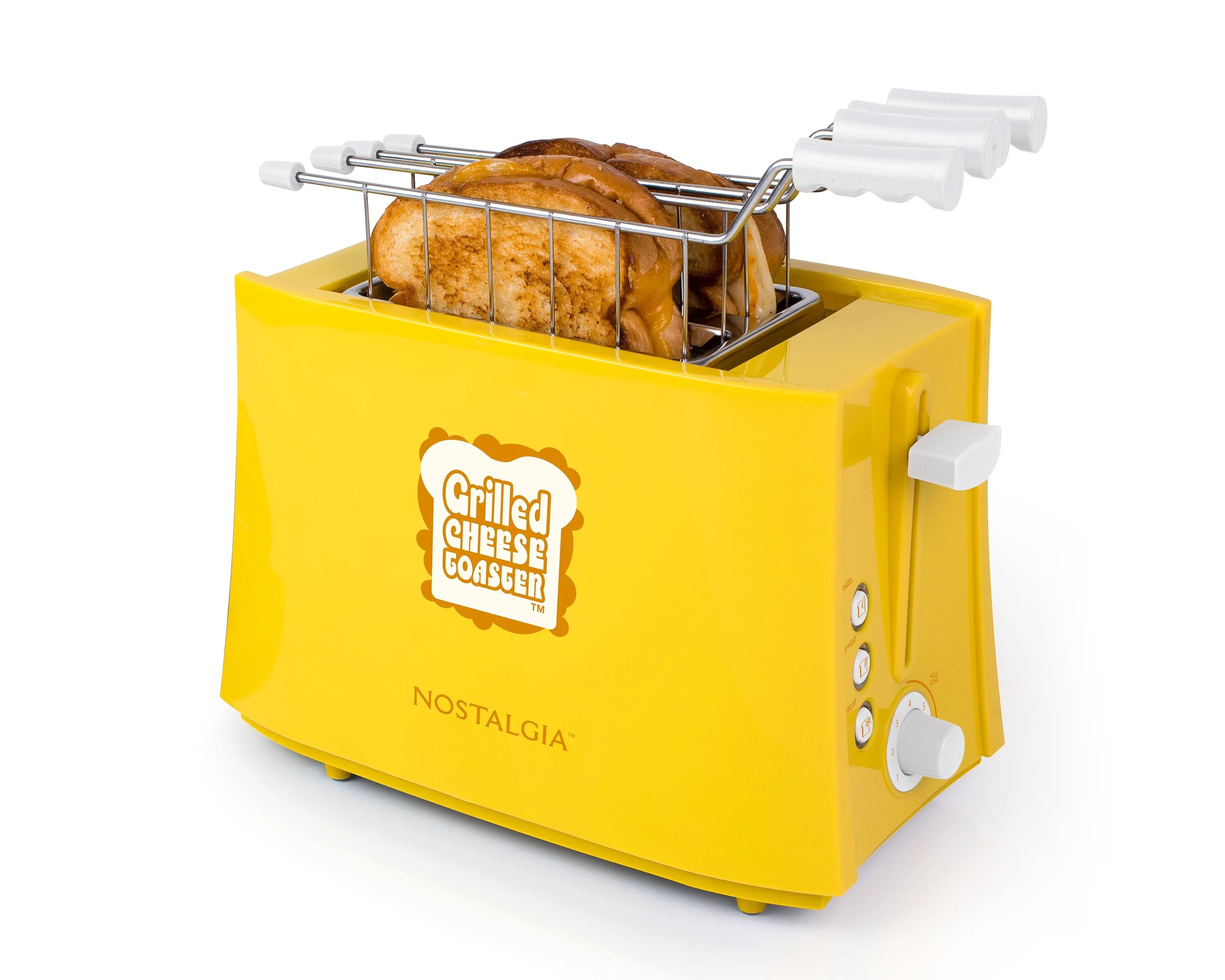 Nostalgia NTCS2YW Grilled Cheese Toaster with Easy-Clean Toaster Baskets and Adjustable Toasting ... | Walmart (US)