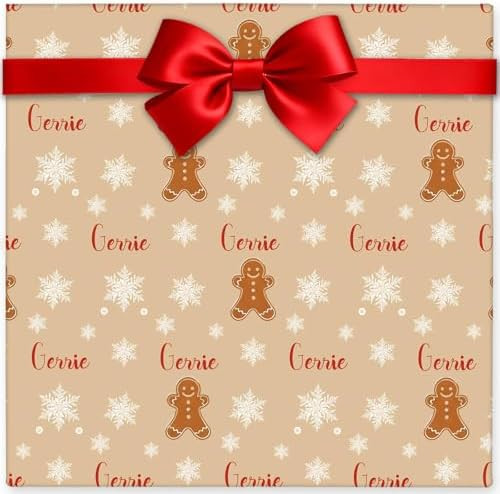 flashreplum Personalized Christmas Wrapping Paper Rolls, Customized Gingerbread Man Wrapping Pape... | Amazon (US)