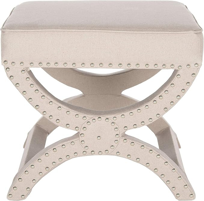 Safavieh MCR4645 Mystic Upholstered Ottoman Color: Cream | Amazon (US)