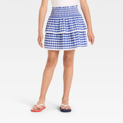 Girls' Tiered Gingham Skirt - Cat & Jack™ | Target