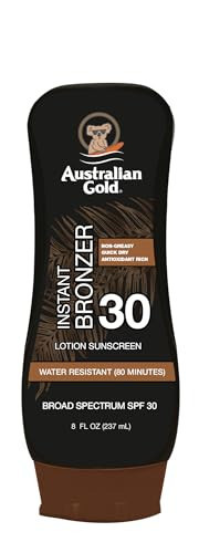 Australian Gold Sunscreen Lotion with Instant Bronzer, Broad Spectrum, Water Resistant, Non-Greasy, Oxybenzone Free, Cruelty Free, SPF 30, Coconut, 8 Fl Oz (A70902) | Amazon (US)