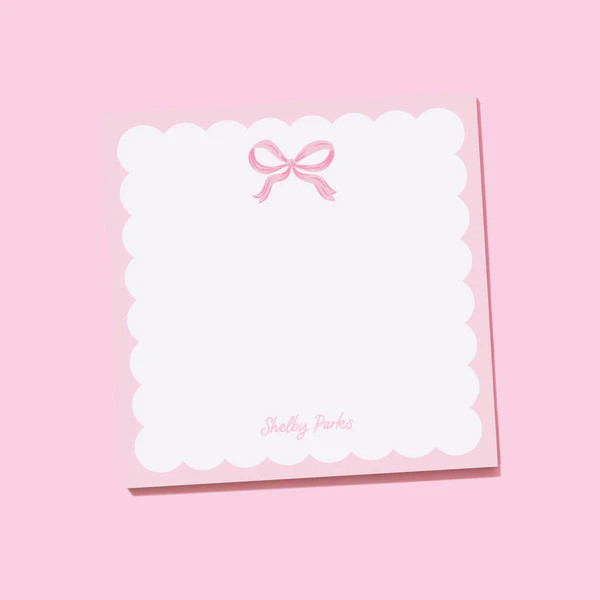 Shelby Parks Pink Bow Personalized Square Notepad | Joy Creative Shop