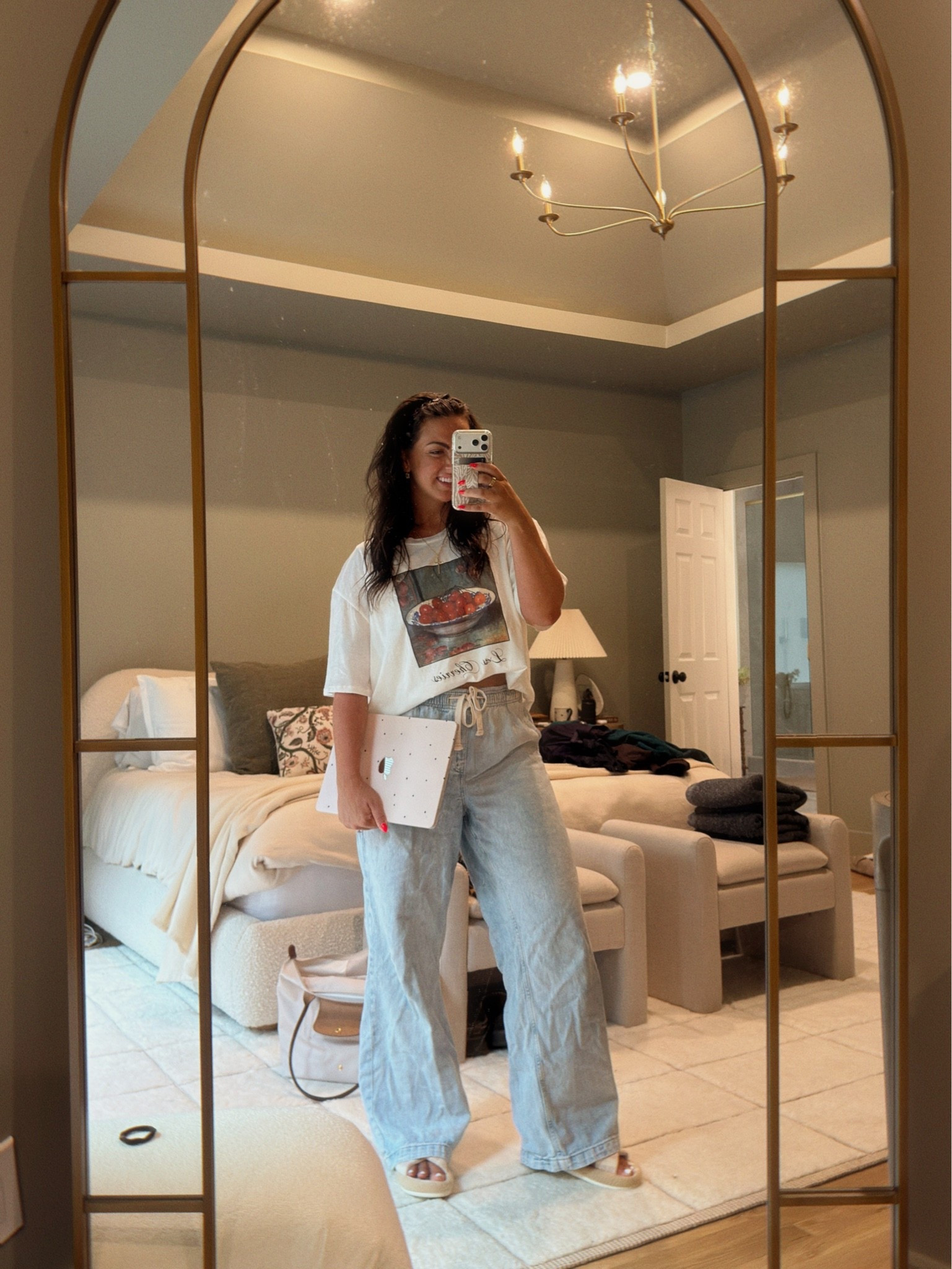 Work from home outfit details! Wearing a medium in bottoms!