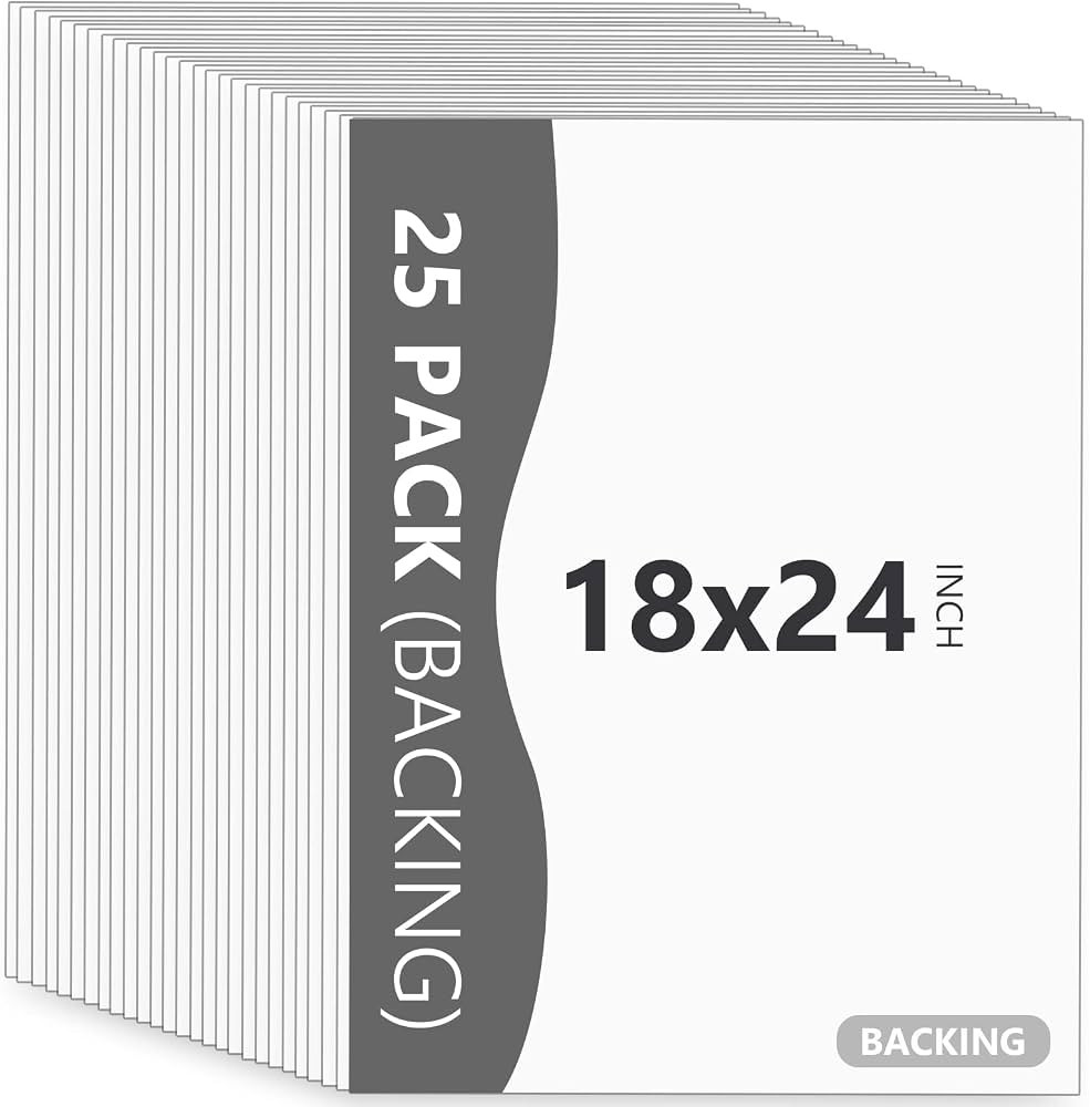 25 Pack Backing Boards Only - 18x24 Uncut White Mats Matboards, Acid Free & White Core Backerboar... | Amazon (US)