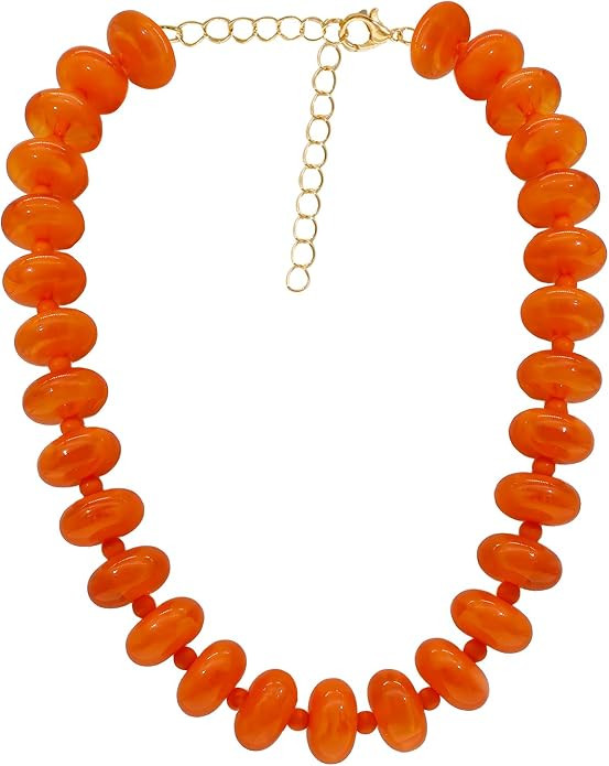 Chunky Beaded Necklace for Women Large Big Bead Choker Necklaces Trendy Boho Bold Beads Statement... | Amazon (US)