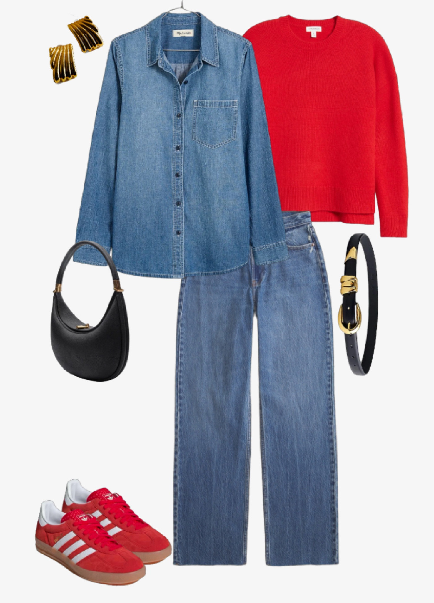 Obsessing over these red adidas gazelles! Looking for a simple way to add a pop of color to those full denim looks? Look no further than these red gazelles - *chefs kiss* - add a red sweater to drape over the shoulders for a chic layer of warmth! 

#LTKHoliday #LTKSeasonal #LTKShoeCrush