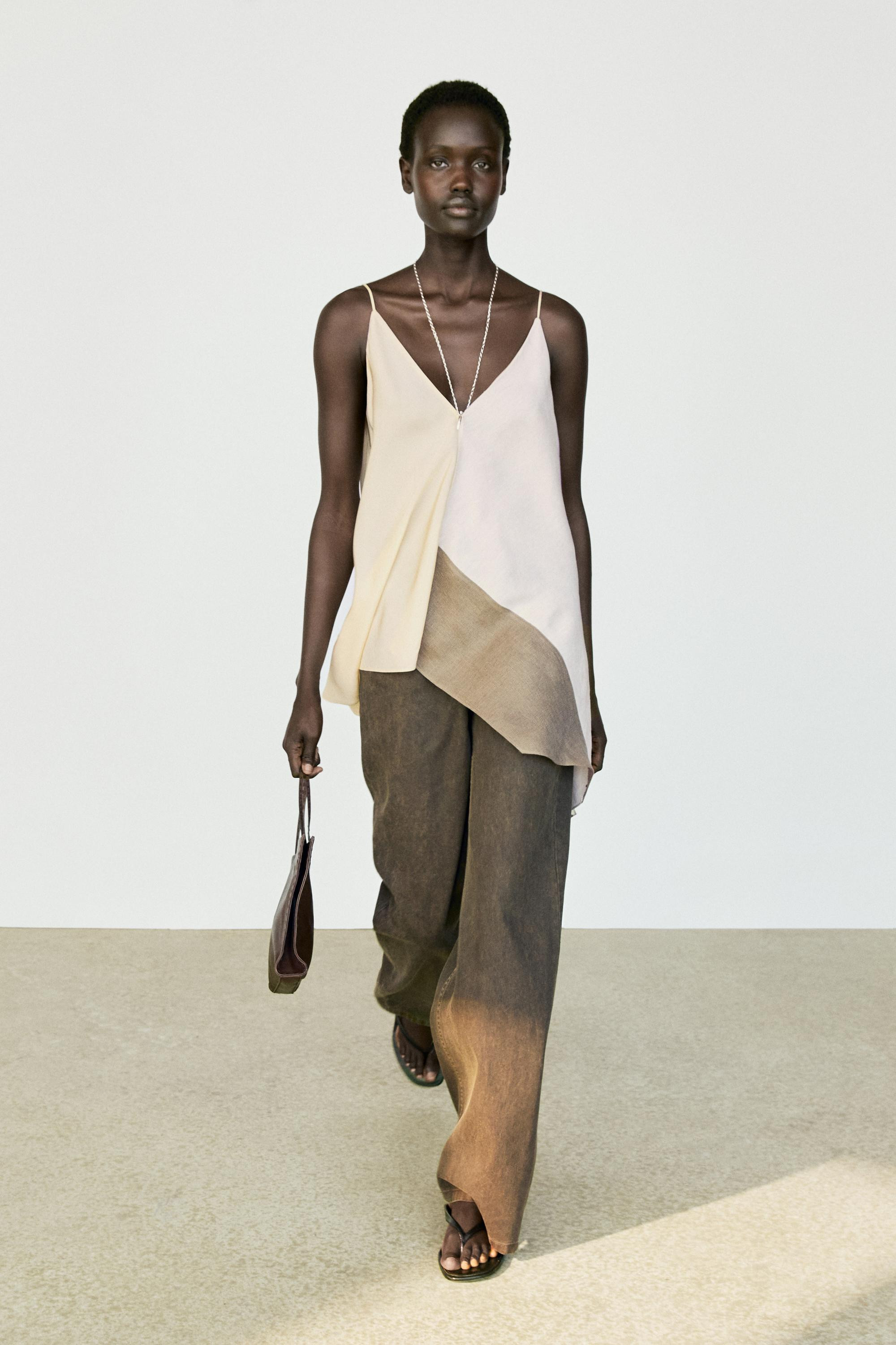 Asymmetric strappy flowing top | Massimo Dutti US