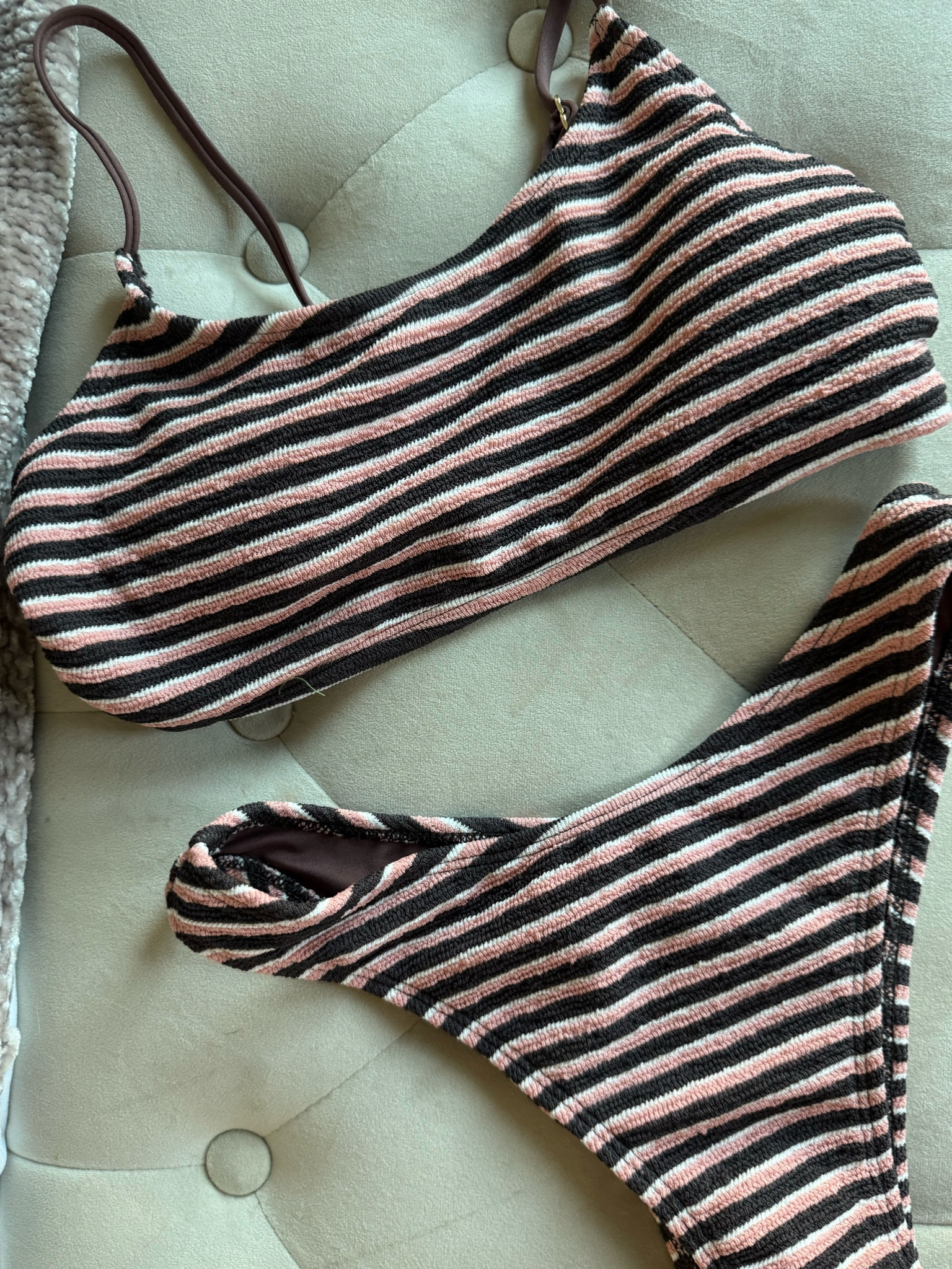 pink & brown terry cloth bikinii