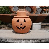 Handmade Clay Ceramic 1 Gallon Terra Cotta Jack-O'-Lantern Pumpkin With Hat From Craven Pottery | Etsy (US)