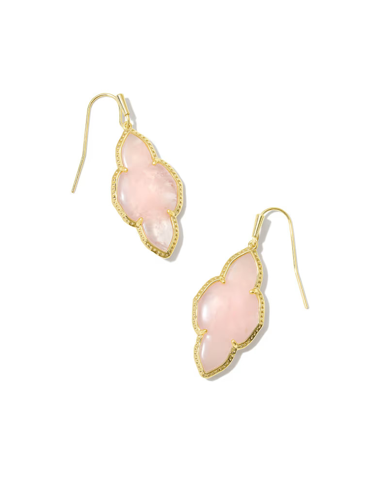 Abbie Gold Drop Earrings in Rose Quartz | Kendra Scott