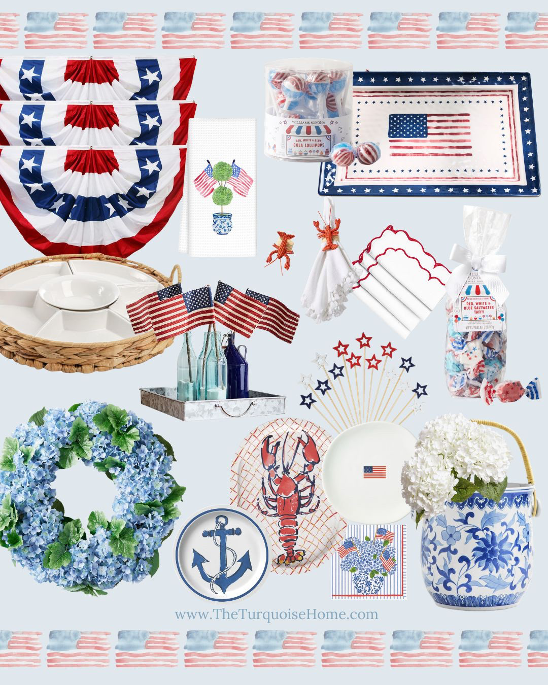 🇺🇸 Red, White & Beautiful! ❤️🤍💙
If you're getting your home ready for the Fourth of July, I've rounded up all of my favorite patriotic decorating finds in one place!

Think classic bunting, blue-and-white chinoiserie, hydrangeas, festive tableware, sweet treats, and timeless red, white, and blue accents that will carry you from Memorial Day through Labor Day.

I always love mixing traditional Americana with classic blue-and-white pieces for a look that feels festive, collected, and never over-the-top.

✨ Tap to shop all of my favorite patriotic decor and entertaining finds!
Which piece is your favorite? I'm especially loving the hydrangea wreath and those adorable lobster napkins! 🇺🇸🏡

#LTKHome #LTKSeasonal #PatrioticDecor #FourthofJulyDecor #SummerDecor #AmericanaStyle #BlueAndWhiteDecor #CoastalStyle #ClassicHome #TheTurquoiseHome 

 #LTKSeasonal #LTKHome