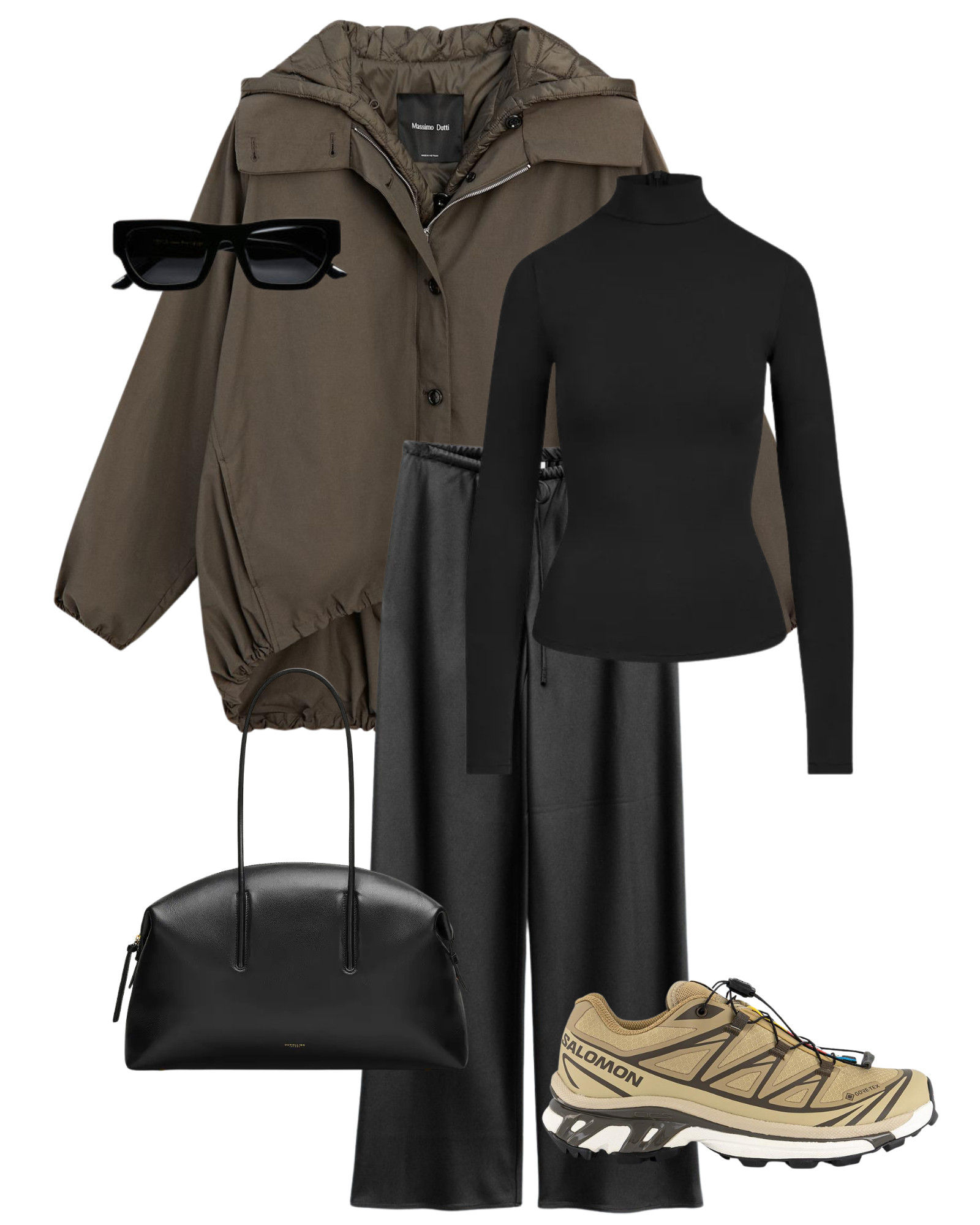 How we would style Salomon sneakers cargo pants | funnel neck coat | demellier | zara | weekday | mango 

 #LTKFashionMonth #LTKuk #LTKstyletip