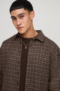 Oversized Flannel Micro Check Overshirt | boohoo (US & Canada)