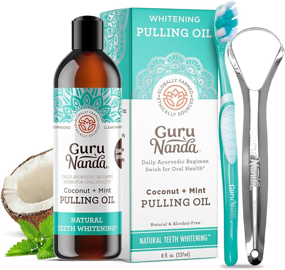 GuruNanda Whitening Pulling Oil with Coconut Oil & Peppermint Essential Oil for Natural Teeth Whi... | Amazon (US)