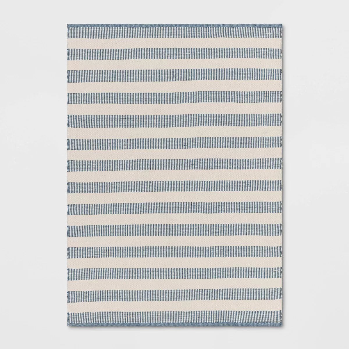 Rectangular Hand Made Woven Outdoor Rug Striped Ivory/Blue - Threshold™ designed with Studio Mc... | Target